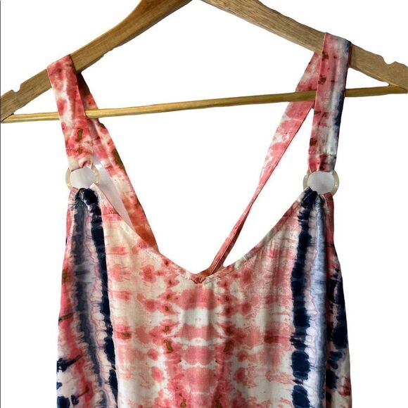 NWT SADIE & SAGE Tie Dye Coral Tie Back Tank Top - Picture 2 of 5